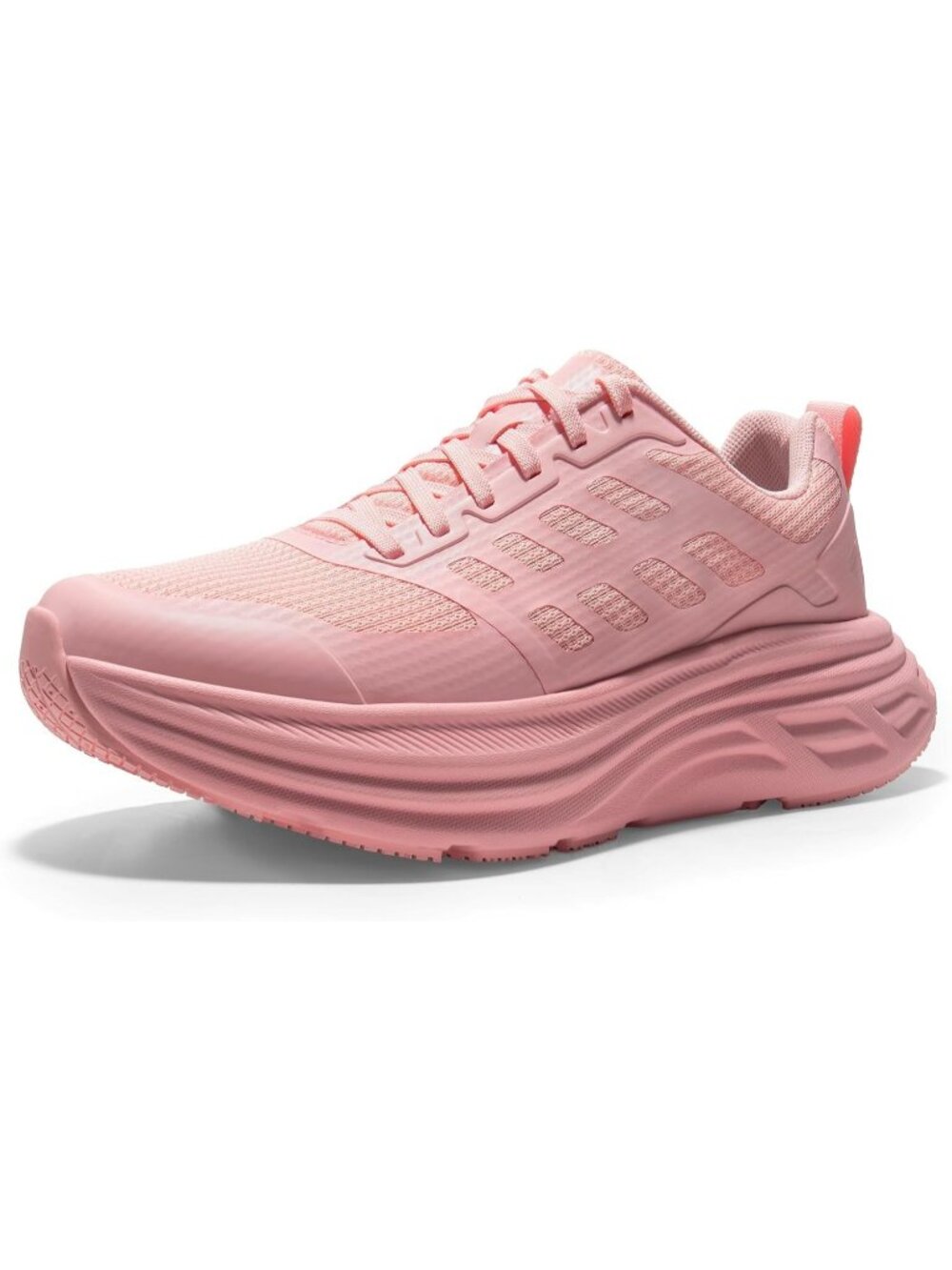 Women's Pink Walking Shoes Non Slip Lace Up No Heel Round Toe Athletic Sneakers